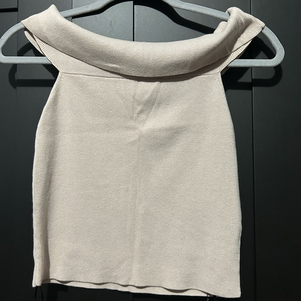 Cream Off-Shoulder Knit Top